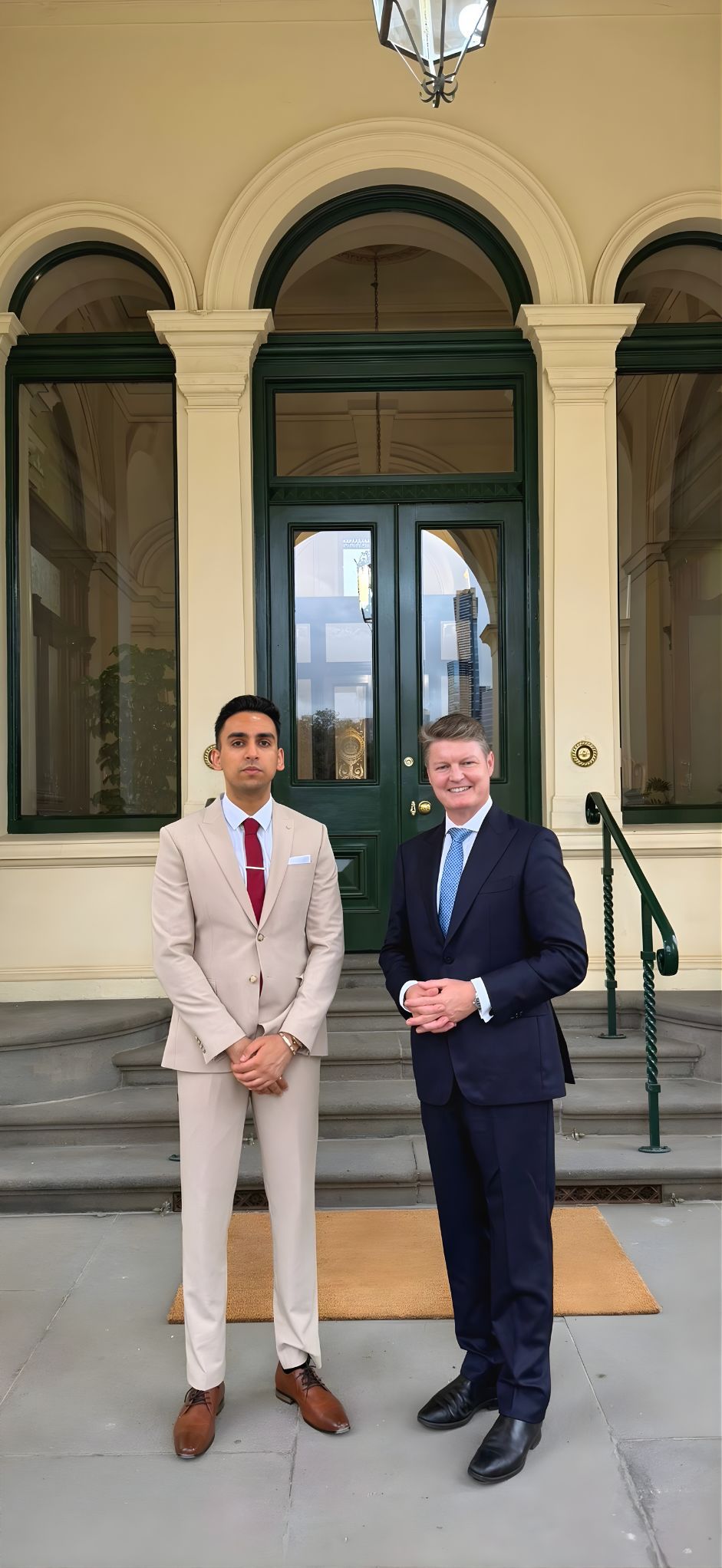 Rajat Vinayak with Hon Ben Carroll MP at Government House Victoria